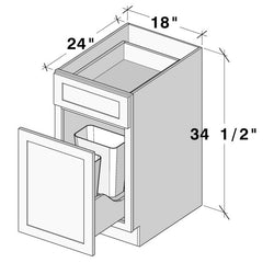 Natural Shaker- SOFT CLOSING Base Waste Basket Cabinet SOFT CLOSING Base Waste Basket Cabinet-  18*W*24''D*34-1/2''H  1 Drawer 1 Door W/ 2 TRASH CANS