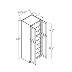 New Espresso Wall PANTRY 36''W*84"H*24''D (Two UPPER DoorS 17-3/4"W*29-5/8"H, Two BOTTOM DoorS 17-3/4"W*49-3/8"H)