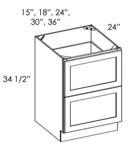 Appalachian Knotty Shaker- Base Drawer Pack Cabinet Base Drawer Pack Cabinet-  24W*24D*34-1/2H 2Drawers