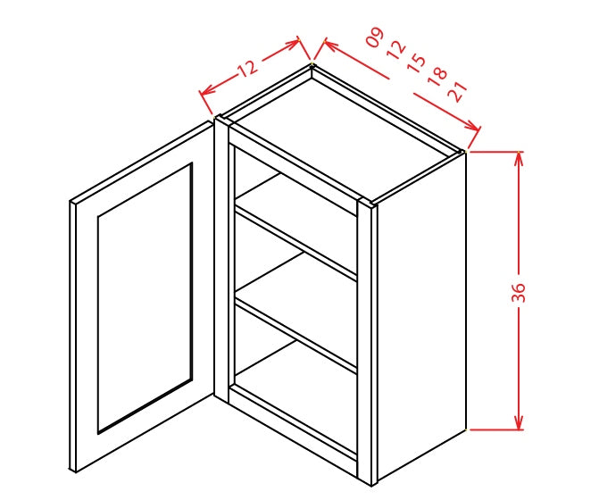 Dove Grey Shaker 15~Inch Wide, 36 Inch Tall One Door Standard Wall