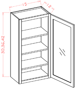 Dove Grey Shaker 15~Inch Wide, 42 Inch Tall One Door Standard Wall