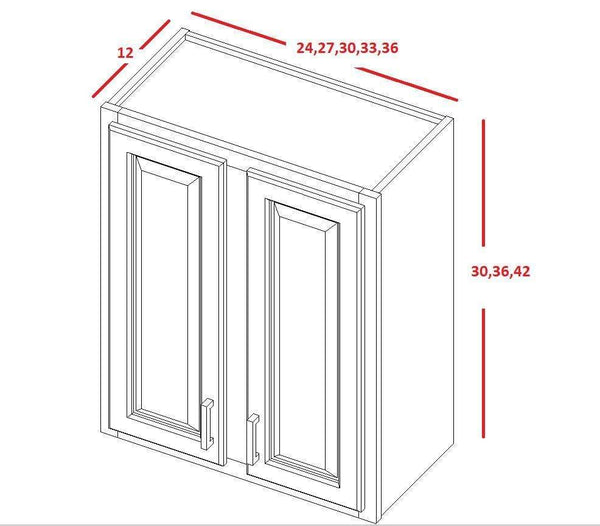 True White Shaker 24~Inch Wide, 42 inch tall Two Door Standard Wall