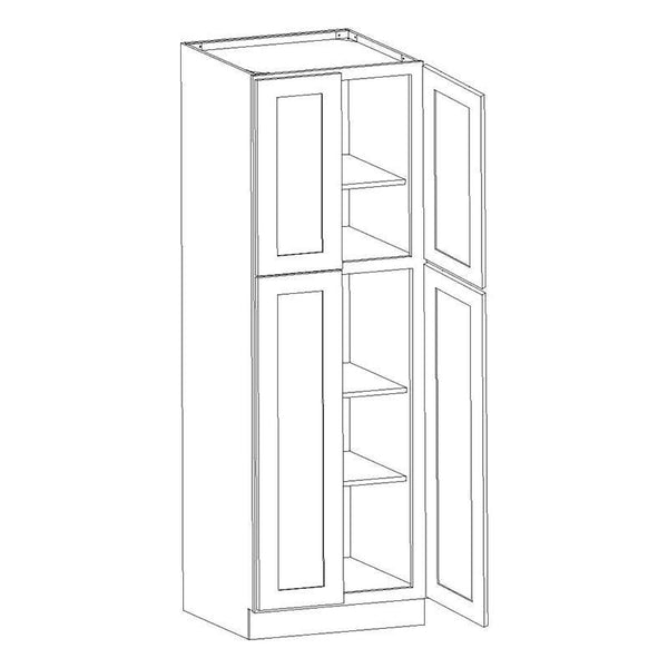 Eldridge Onyx Wall PANTRY 24''W*96''H*24''D (Two UPPER DoorS 11-3/4"W*41-5/8"H, Two BOTTOM DoorS 11-3/4"W*49-3/8"H)