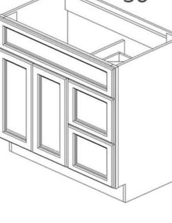 Savannah Cream Glaze/Savannah Cream Glaze 30"-Vanity Sink Base Combo, 2 Doors, With Drawers on the Left