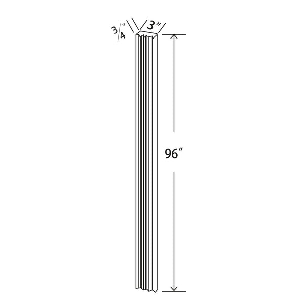 Jade Green 3 Inch Wide 96 Inch High Tall Flutted Filler