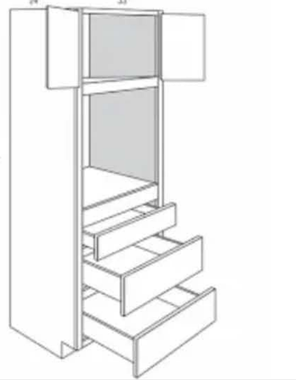 Unfinished Shaker 33 X 96 Double Door, Triple Drawer Single Or Double Oven Combo