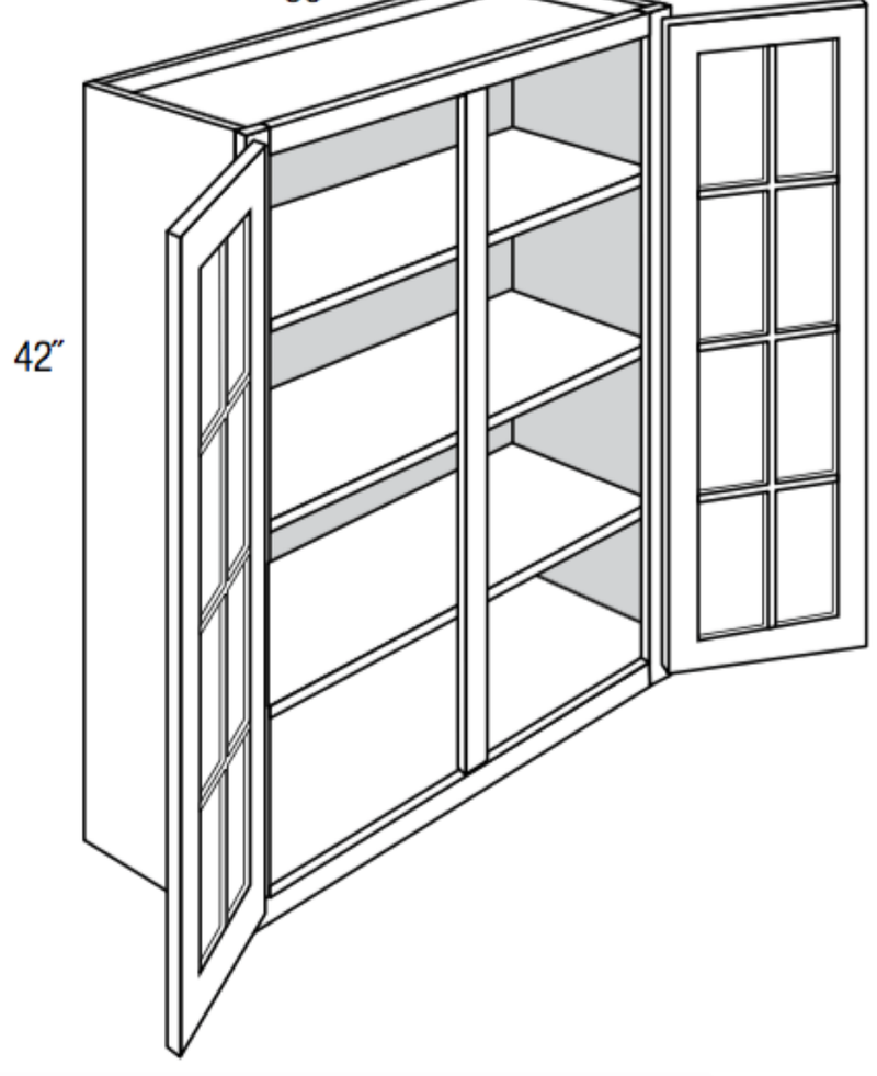 Black Shaker 24 Inch Wide, 42 Inch Tall Two Glass Doors