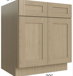 Unfinished Shaker Base Cabinet  33''W*24''D*34-1/2''H 2 Doors 2 Drawers 1 Shelf