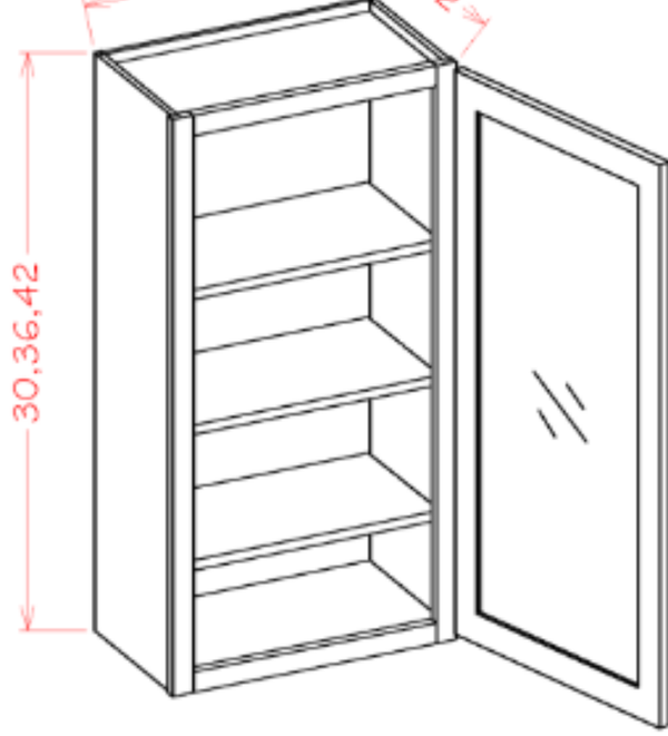 Unfinished Shaker 18~Inch Wide, 30 inch tall One Door Standard Wall