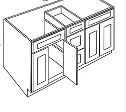 Natural Shaker 57xVanity Sink Base With Drawers IN THE MIDDLE-2 SINK