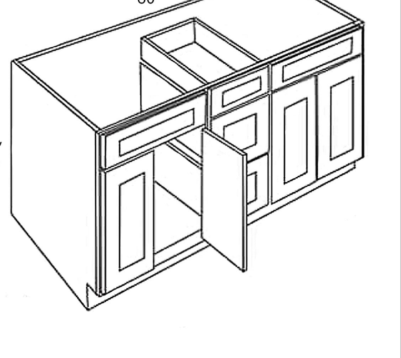 Natural Shaker 57xVanity Sink Base With Drawers IN THE MIDDLE-2 SINK