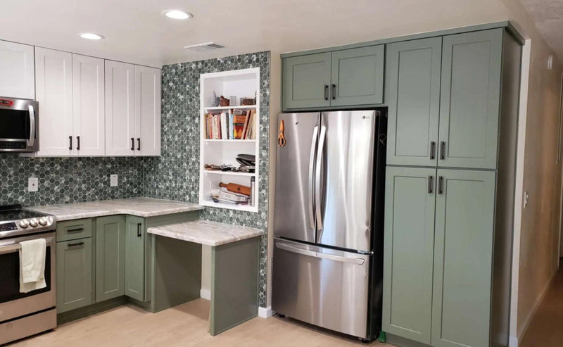 Sage Green/Sage Green 36~Inch Wide, 30 Inch Tall Two Door Standard Wall - Cabinets 4 Less  CABINET-DOUBLE CHECK Cabinets 4 Less 36~Inch Wide, 30 Inch Tall Two Door Standard Wall (Store description) 