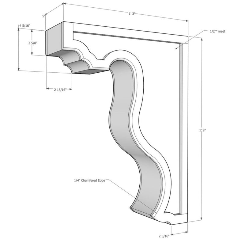 Dove Grey Shaker 5 In. Corbel