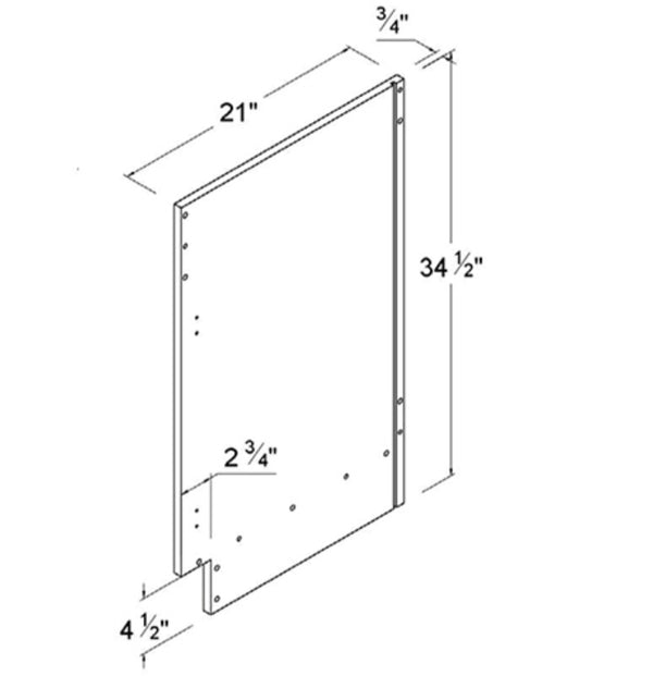 European Matte White Vanity End Panel 21 wide X 34 1/2 Tall X 3/4 Thick