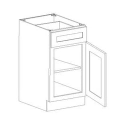 Dove Grey Shaker 15~Inch Wide, One Door, One Drawer, Base