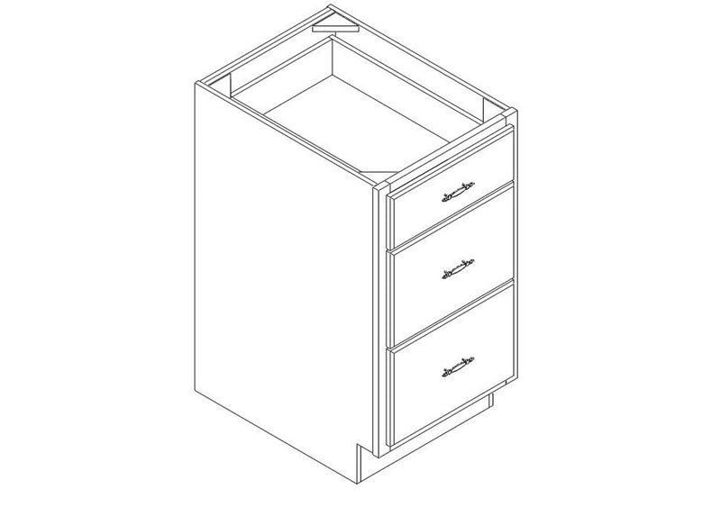 Appalachian Knotty Shaker- Base Drawer Pack Cabinet  15W*24D*34-1/2H 3Drawers