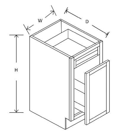 Savannah Linen Deluxe-Base 18" Base Cabinet- : 1 Door &amp; 1 Drawer With Trash Can