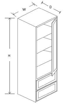 Rickmond White-Counter Line Linen Cabinet-  W15x X H60x X D12x