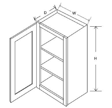 Appalachian Knotty Shaker- 15~Inch Wide, 30 inch tall One Door Wall Cabinet 15~Inch Wide, 30 inch tall One Door Wall Cabinet-