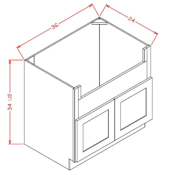 New Blue Shaker- FARM Sink Base Cabinet FARM Sink Base Cabinet- ( 2 Butt Door) 36" W* 34.5" H* 24" D