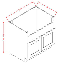 European High Gloss White- FARM Sink Base Cabinet FARM Sink Base Cabinet-  36" W* 34.5" H* 24" D