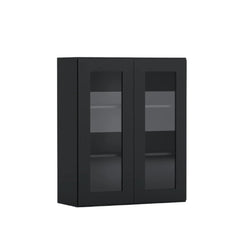 Black Shaker 24 Inch Wide, 36 Inch Tall Two Glass Doors