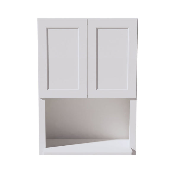 True White Shaker Double Door Wall Microwave Cabinet