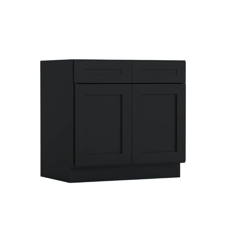 Black Shaker 30 Inch Wide, Double Door Vanity Sink Base