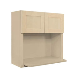 Natural Shaker Wall Microwave With Open Shelf & 2 Doors