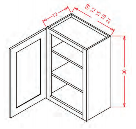 Eldridge Ash Walnut 12~Inch Wide x 30 , One Door Standard Wall