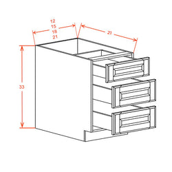 Slate Grey 18"-Vanity 3 Drawer Base