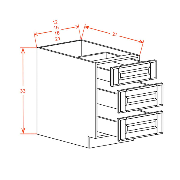 Slate Grey 18"-Vanity 3 Drawer Base