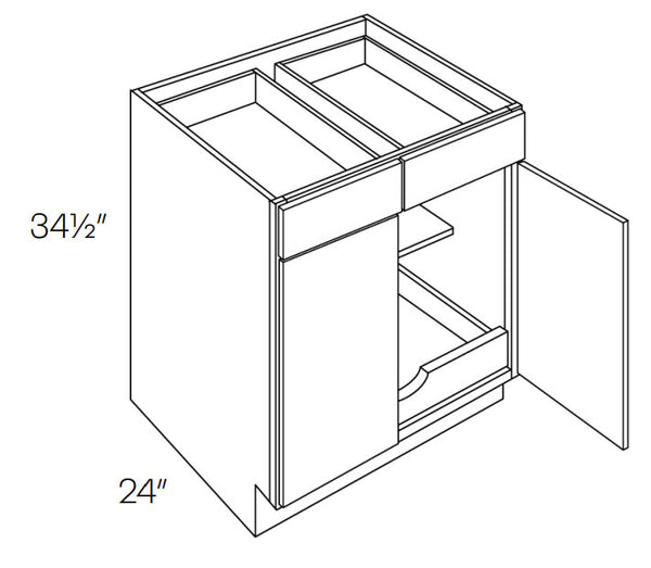 Euro Box Only Base Cabinet-  33''W*24''D*34-1/2''H 2 Doors 2 Drawers 1 Shelf