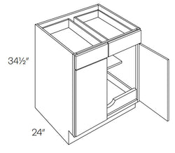 True White Shaker Base Cabinet-  33''W*24''D*34-1/2''H 2 Doors 2 Drawers 1 Shelf