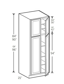 Eldridge SandstOne Wall PANTRY 30''W*90''H*24''D (Two UPPER DoorS 14-3/4"W*35-5/8"H, Two BOTTOM DoorS 14-3/4"W*49-3/8"H)