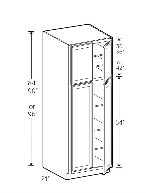 Eldridge SandstOne Wall PANTRY 30''W*90''H*24''D (Two UPPER DoorS 14-3/4"W*35-5/8"H, Two BOTTOM DoorS 14-3/4"W*49-3/8"H)