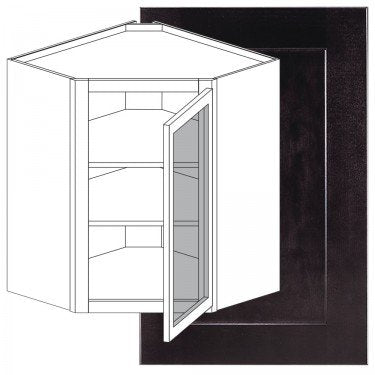 Eldridge Onyx- Wall DIAGONAL Corner Cabinet Wall DIAGONAL Corner Cabinet-  24''W*30''H*12''D 1Door 2Shelves