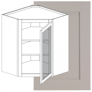 Natural Shaker- Wall DIAGONAL Corner Cabinet 24''W*36''H*12''D 1Door 2Shelves